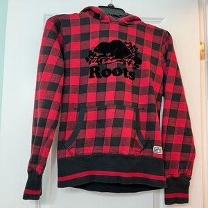 Roots Red and Black Plaid Hoodie